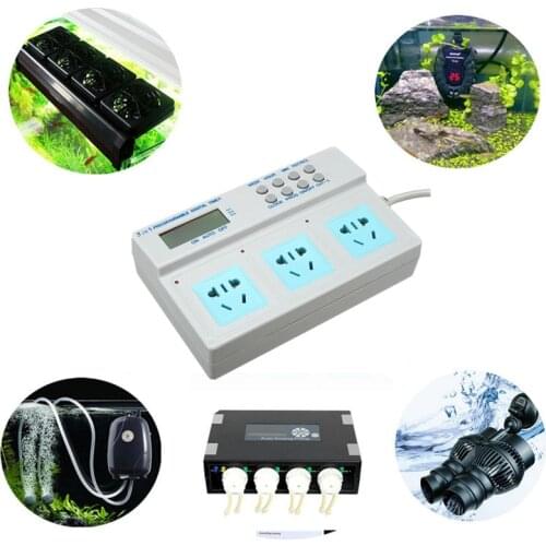 3 in 1 Programmable LCD Digital Timer Socket Power Time Control For Fish Aquarium Lighting Heater Filter Wavemaker Dosing Pump