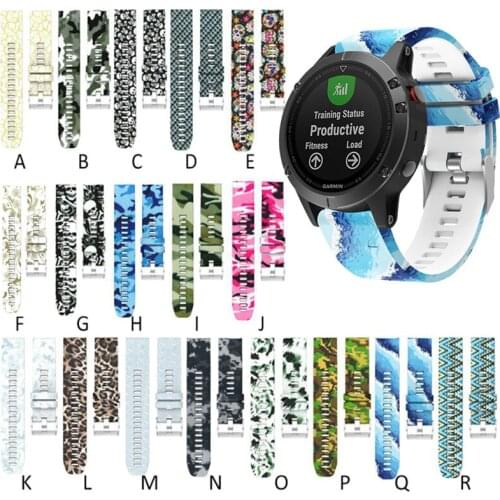 22mm Band for Garmin Fenix 5/Fenix 5 Plus/Forerunner 935/Approach S60/Quatix 5 Quick Release Printed Silicone Watch Strap