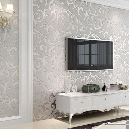 Luxury European Wallpaper Roll Non Woven 3D Relief Leaf Pattern Sticker Living Room Bedroom Background Wallpaper Home Decoration