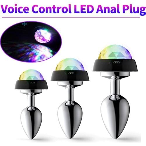Led Butt Plug Metal Anal Plug With Light Sex Games For Couples Jewelry Base Anus Plug Prostate Massage Buttplug Tail Erotic Toys
