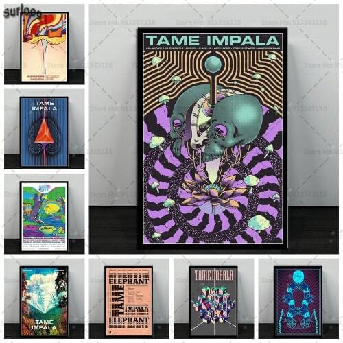 Tame Impala Trippy Psychedelic Music Group Poster Prints Wall Art Poster Canvas Painting Picture for Living Room Home Decoration
