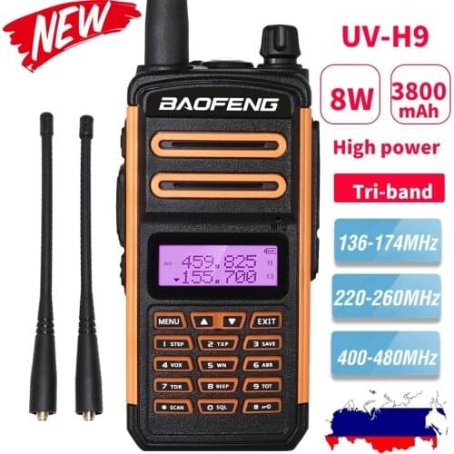 2020 Tri-Band Walkie Talkie Real 8W BaoFeng UV-H9 Portable Two Way Ham Radio Transceiver Baofeng UV-5R UV-82 UV9R plus Upgraded