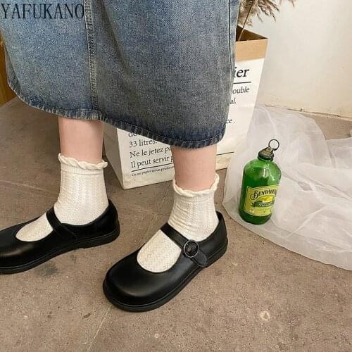 Japanese Soft Girl Small Leather Shoes Female Spring New Thick-Heeled Retro Mori Girl Jk Uniform Single Shoes Flat Casual Shoes