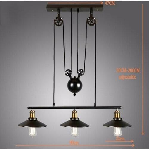 2020 Vintage American Country Loft Edison Lifting Light Industrial Pulley Pendant Light Adjustable Lamp Bar Decor wheel Light