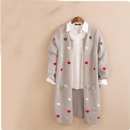 Japanese Women Knitting Cartoon Dot Open Stitch Sweaters Knit Coat Ladies Cardigan Preppy Style Mori Girl Overcoat Outwear