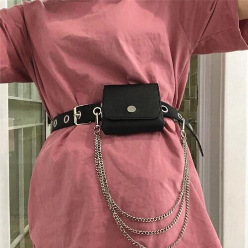 Fanny pack for women PU Fashion Solid Chains purses waist bag women MINI Flap luxury designer bag Euro-America style
