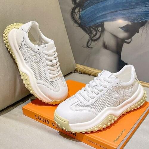 2021 Summer Premium Women White Sport Shoes Running Sports Fashion Casual Chunky Sneakers Breathable Blank Womens Trainers