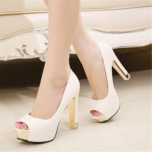 2021 new fish mouth high-heeled shoes female tarp nightclub all-match temperament coarse single shoe female trend