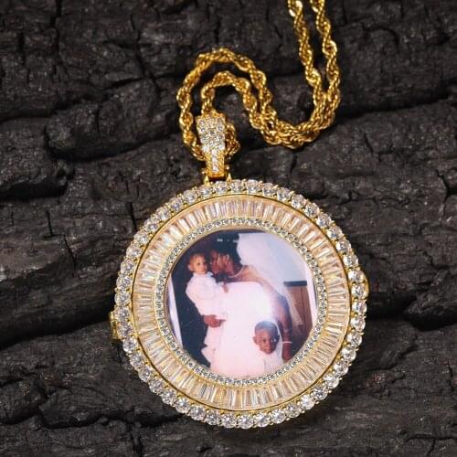 1 New Customized Photos Necklace Charm HipHop Pendants Bling Iced Out AAA Baguette Cubic Zircon Fashion Jewelry for DIY Gifts