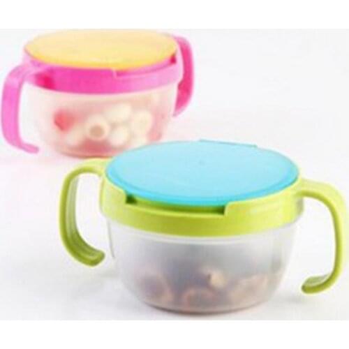1pcs Baby Kids Plastic Safety Double Handle Snack Cup Bowl Anti-spill Design Biscuits Container Box Snacks Storage Box