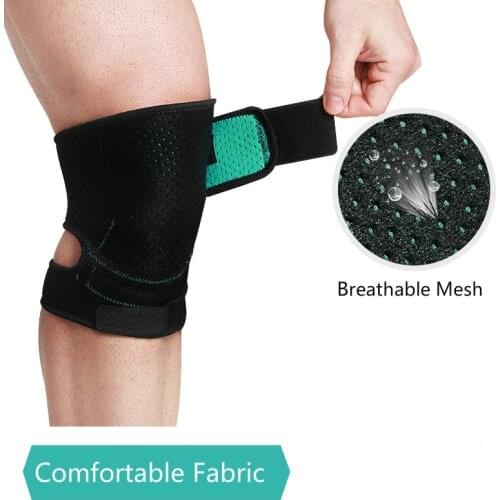 1 Piece Knee Brace Support Breathable Mesh Double Pressure Strap Knee Protector Pad Wrap Basketball Volleyball Patella Kneepad