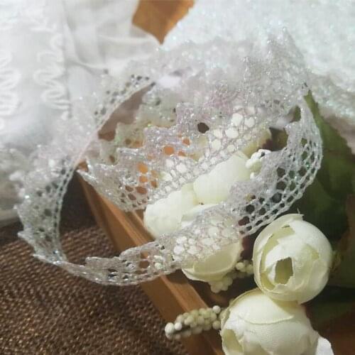 1Yards Latest White Gold Lace Fabric Applique 1.5cm Lace Ribbon Curtain Guipure Fabric Laces Collar Trims Sewing Decoration RG13