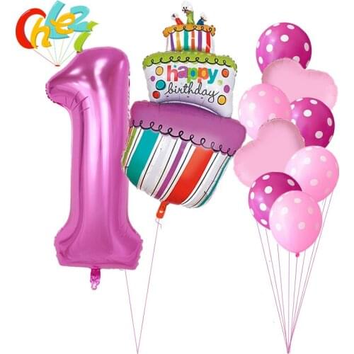 10pcs 40inch Number 1 2 3 4 5 Foil Balloons Baby Shower 1st Birthday Party Decor Supplies Boy Girl ball 2.8g latex helium globos