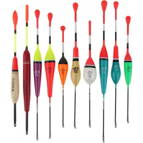 10pcs/lot Colorful Fishing Float Balsa Bobber 14.3cm - 20.1cm 1g - 4g for Rock Lakes Reservoir Fishing