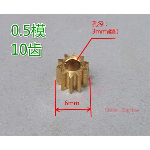 10T 0.5 Modulus Micro Mini Metal Copper Gears Hole Diameter 3mm Motor shaft copper teeth