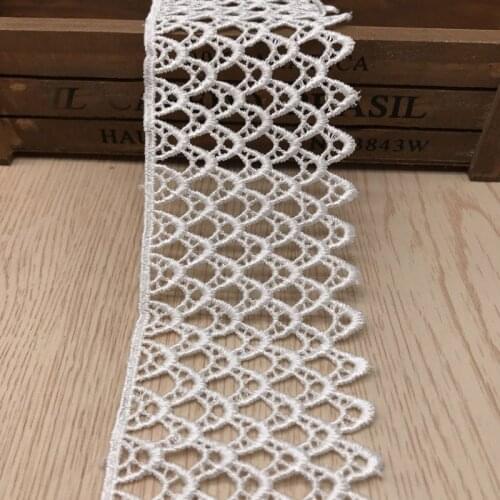 15yards/ Lot White/Black Polyester Water Soluble Lace Trim Fish Scales Lace Fabric Wedding Dress Accessories Lace Edge