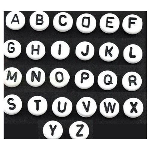 2000 PCS/lot Mixed Acrylic Alphabet "A-Z" Round Spacer Bead 7mm Free Ship