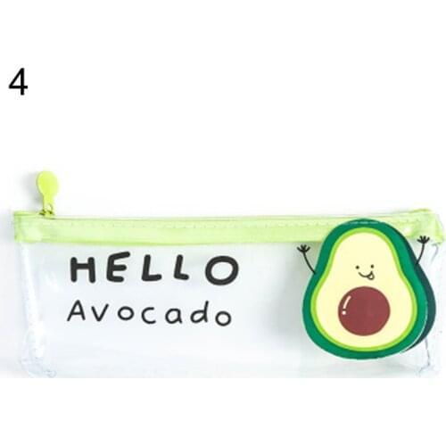 2020 Hot Children Pencil Case Storage Bags Cute Avocado Pencil Case Transparent School Student Office Stationery Bag -OPK