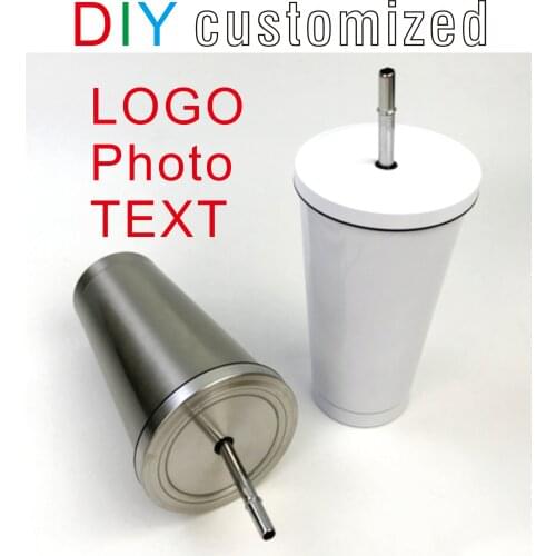 550ML Customize Tumbler Thermos Photo LOGO Colorful Printing Insulated Stainless Steel Vacuum Coffee Juice Tea Milk Summer Gift