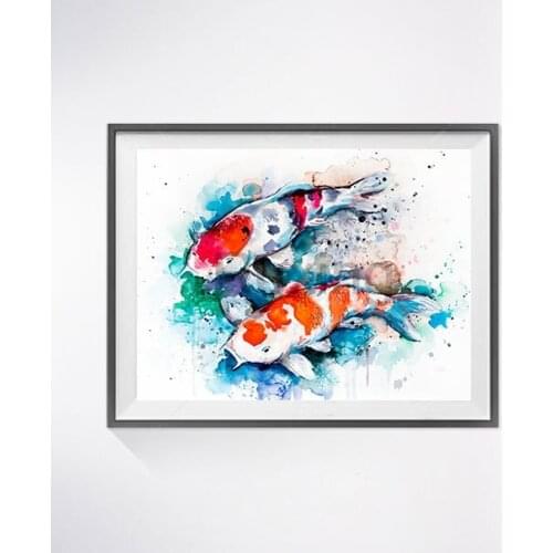 5D Diamond embroidery Beautifully painted two fish Rhinestone cross stitch Square diamond painting diy Handmade mural decoration