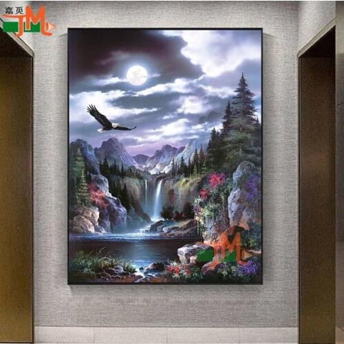 5D Diamond Painting Full Drill Landscape Waterfall Diamond Embroidery Anima Eagle Diamond Mosaic Scenery Cross Stitch Home Decor