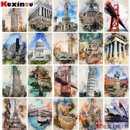 KEXINZU 5d Diamond Painting New Arrivals Landscape City Rhinestones Diamond Embroidery Building Mosaic Wall Decor