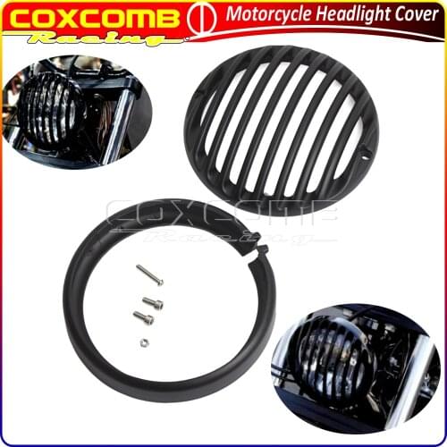 Motorcycle CNC Aluminum 4.5" Inch Headlight Grill Cover For Harley Honda Suzuki Cafa Racer Bobber Headlamp Fairing Grille Guard