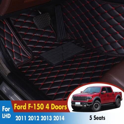 Car Carpets Leather Rugs Dash Mats Car Interior Decor Car Floor Mats For Ford F-150 2011 2012 2013 2014 4 Doors(5 Seats)