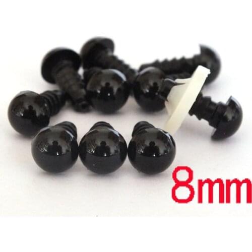 Free shipping!!!100 pairs - 8mm Japanese Black Animal Safety Eyes Plastic Eyes