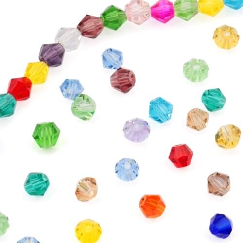 100pcs 4mm shiny bicone beads Crystal Beads charms 5238 Loose Spacer Beads Glass jewelry beads for DIY Jewelry Making 36 colors