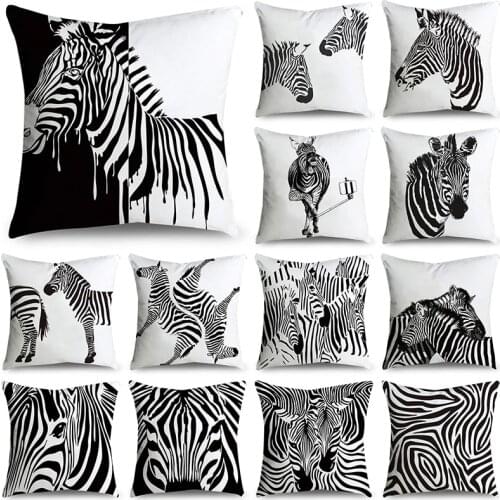 Decorative Zebra Pillow Case 45 * 45cm Polyester Cushion Cover Home Decoration Bohemia Car Sofa Cover funda cojin cojines sofá