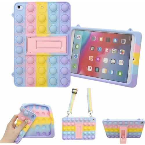 Kids Stand Soft Relive Stress Fidget Silicone Case for Samsung Galaxy Tab 3 7" Lite SM-T110 T111 T116 Tablet Cover with Strap