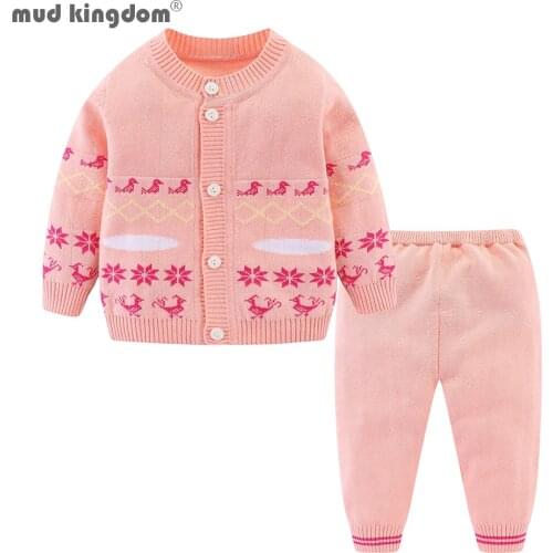 Mudkingdom Girls Boys Suit Fall Baby Boys Girls Clothing Sets Winter Knitting Sweater Pants Infant Boys Knit Tracksuits