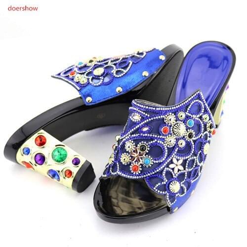 Doershow blue Whoesale Elegant Womens Shoes Nice Looking African Sandals Shoes Free Shipping UP1-7