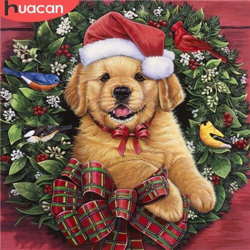 HUACAN 5D DIY Diamond Painting Dog Diamond Embroidery Mosaic Sale Animal Picture Of Rhinestone Christmas Gift