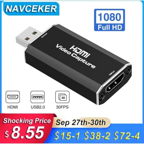 Mini HD 1080P HDMI To USB 2.0 Video Capture Card Game Recording Box for Rullz Computer Youtube OBS Etc. Live Streaming Broadcast