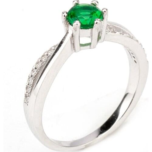 925 Sterling Silver Simple Style Alluring Green Cubic Zircon Ring For Women Wedding Jewelry
