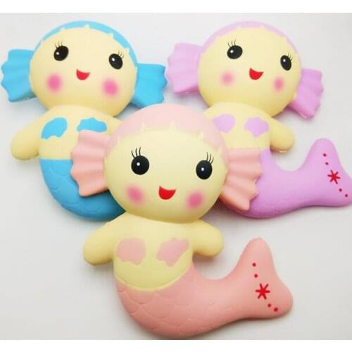 18CM Kawaii Squishies Mermaid Doll Slow Rising Soft Squeeze Kid Toy Mobile Phone Straps Funny Gadgets Stress Relief Squishy Gift