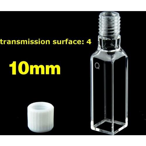 10mm Quartz Screw Mouth Cuvette Fluorescent Four Side Transparent Seal Can Be Injected for Scientific Research