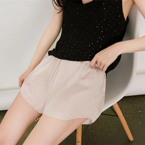 M-XL 6 Colors Thin Elastic Waist Bottom Shorts Cool Simple Comfortable Women Summer Solid Satin Sleepwear