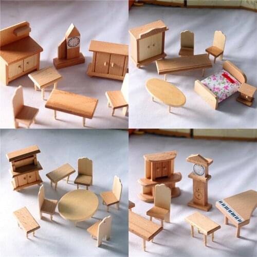 Miniature 1:12 Dollhouse 3D Wooden Puzzle DIY Building Model Toys For Children Gift Small Furniture Scene Set Mini Table Chair