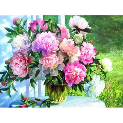 Peony blossoms fortune DIY Cross Stitch Embroidery 11CT Kits Needlework Craft Set Printed Canvas Cotton Thread Home Design