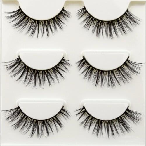 3 Pairs False Eyelashes Natural Vegan Fake Lashes Beauty Eye Lashes Extension Human Hair Faux Cils Maquiagem Makeup Cilios