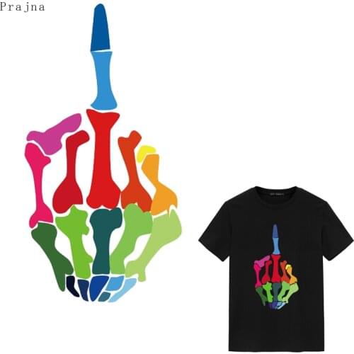 Prajna Skull Patch Iron On Transfers Thermo Stickers Patches Stripes For Clothes Heat Transfer Vinyl Thermal Stickers On Clothes