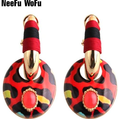 NeeFu WoFu Drop Earrings Dangle Bohemian Alloy drip Manual Oval Tiger Earring Oorbellen Long Brinco Ethnic Charm fringe