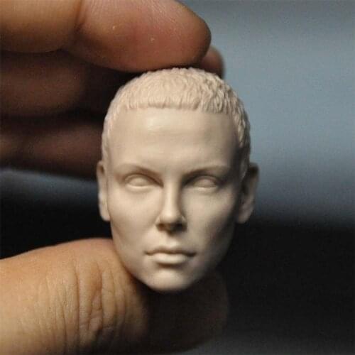 Unpainted 1/6 Scale Charlize Theron Head Sculpt Model For 12'' Action Figure Dolls Painting Exercise No.410