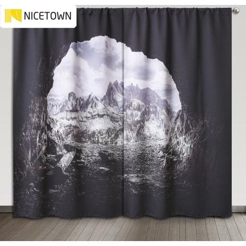 NICETOWN Printed Curtains Black White Style Grommet Top Thermal Insulated Window Treatments Backdrop for Office Sitting Room