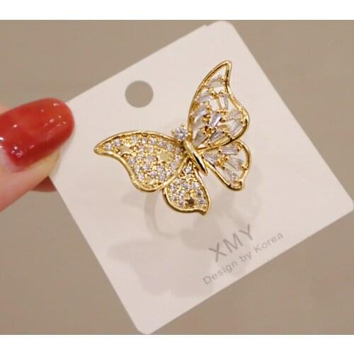 New Luxury Fashion Round Dangle Drop Korean Rings For Women Big Butterfly Gold Ring for women 2021 Jewelry