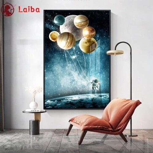 New 5D Round Diamond Painting Abstract art, space astronaut planet Sticker Diamond diy Embroidery Home Decoration Mosaic