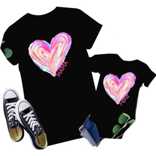 Mom and Me Clothes Rainbow Love Mommy And Me Tshirt Cute Family Look Matching Clothes Mother Daughter Son Outfits Women T-shirt